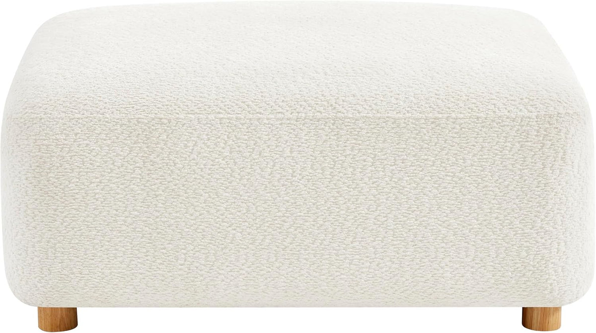 Modern Sherpa Boucle Ottoman, Comfy Modular Cloud Couch Ottoman, Apartment, Cream White