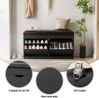 40" Shoe Storage Bench with Flip Drawers Padded Seat Cushion, Shoe Cabinet with Lift Top Storage Box, Shoe Bench Shoe Organizer for Entryway, Hallway, Living Room, Black