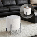 Get Set Style Multifunctional Ottoman with Side Table, Soft Round Footrest Stool,Vanity Stool with Metal Legs, Modern Decorative Furniture Vanity Chair for Makeup Room, Bedroom, Living Room