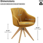Art Leon Swivel Dining Chair, Fabric Upholstered Chair, Green | No Wheels, Beech Wood Legs, Mid Century Modern, Upholstered, 360° Swivel, Dining Room, Kitchen