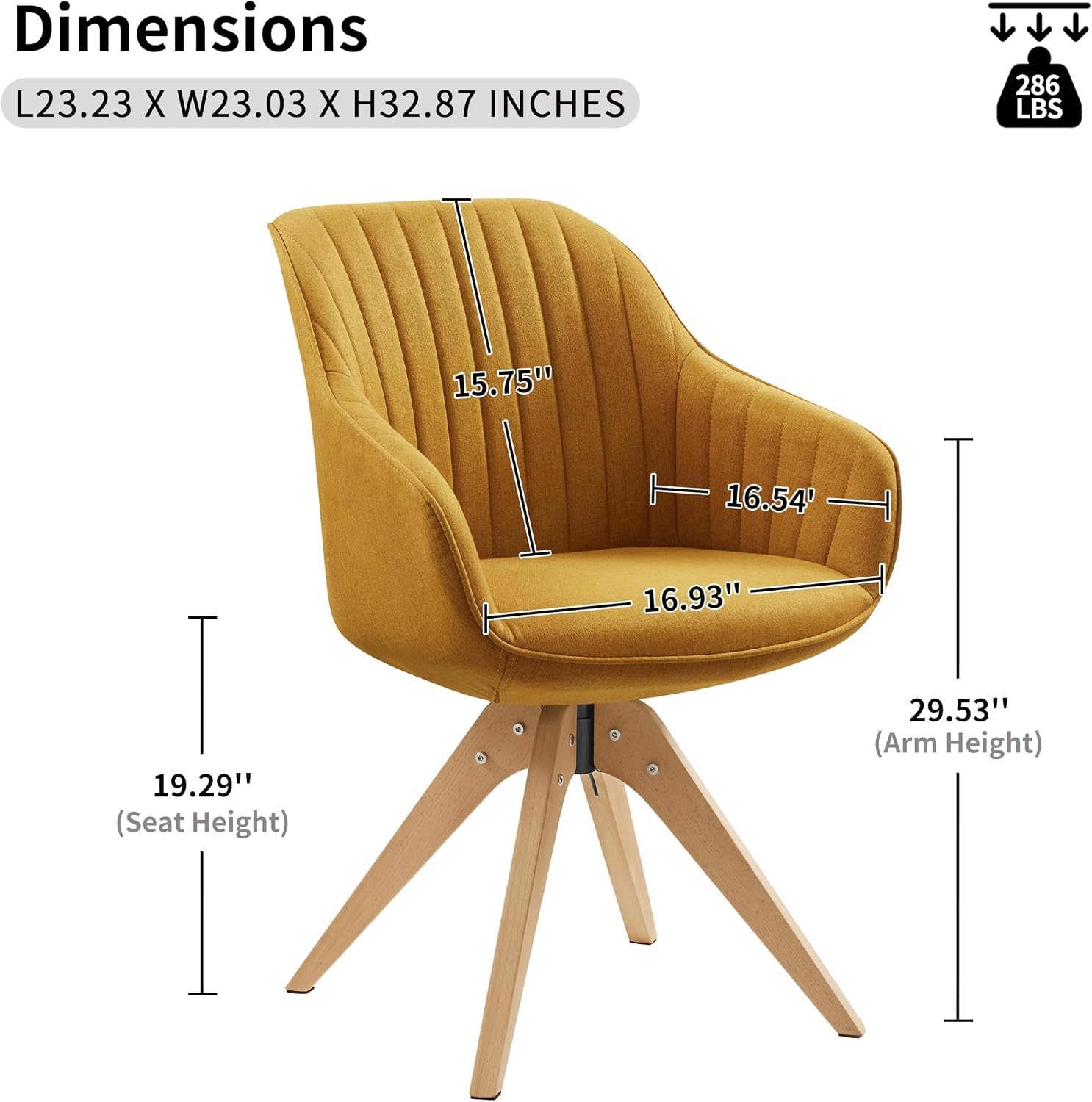 Art Leon Swivel Dining Chair, Fabric Upholstered Chair, Green | No Wheels, Beech Wood Legs, Mid Century Modern, Upholstered, 360° Swivel, Dining Room, Kitchen