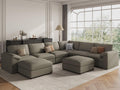 EASE MOOSE Sectional Couches for Living Room, Modular Sofa, Light Grey | Pet-Friendly Faux Leather, Large Deep Seat,Easy to Clean, Solid Wood Frame, Easy Assembly, Scratch Resistant