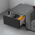 LUMISOL Smart Side Table with Built-in Fridge, Wireless Charging, Temperature Control, Power Socket, USB Ports, Outlet Protection, Induction Light, Black