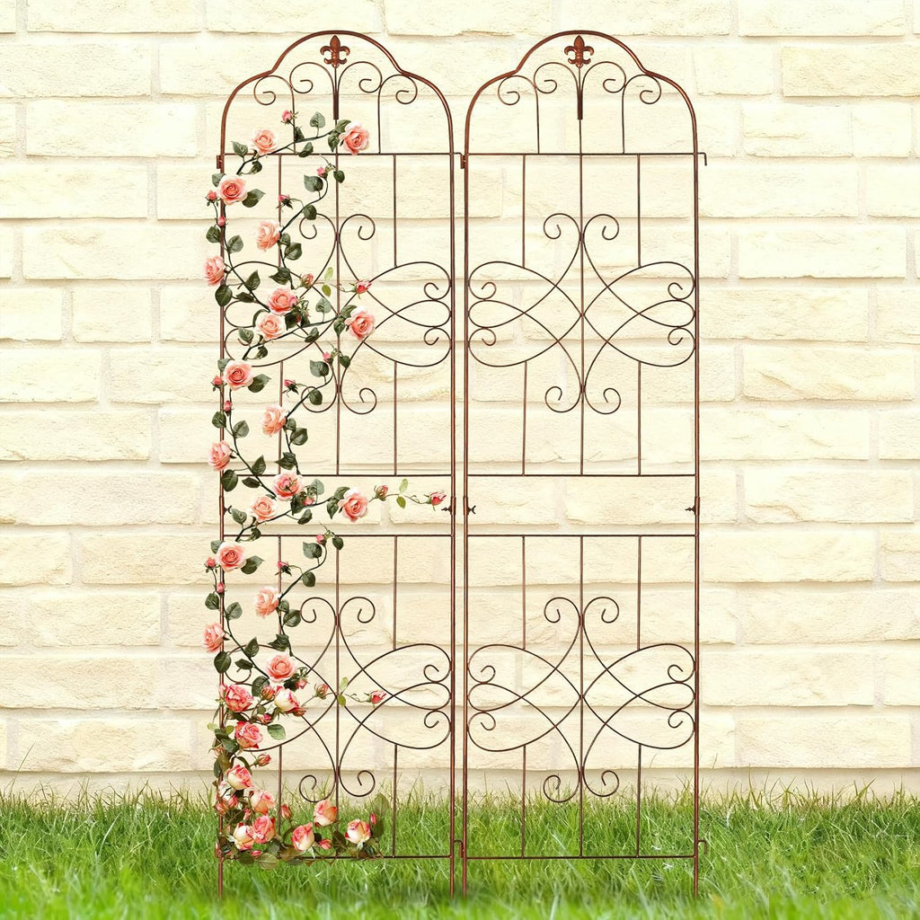 hogardeck 4 Packs 84 * 19 inch Metal Garden Trellis for Climbing Plants Outdoor,Heavy Duty,Coating Rustproof Trellis for Rose, Vegetable, Flowers, Expandable,Perfect for Training Climbing Plants