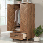 Sauder Cannery Bridge 32.36" W x 22.52" D x 59.80" H Armoire & Dresser in Sindoori Mango Finish with Garment Rod & 6 Drawers