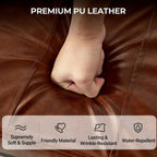 TIOPGHAD Adjustable Ottoman Pouf, 60 Degree Tilt, Brown Synthetic Leather | 4-Height Footrest, 28 Positions, Iron frame, Foam Cushion, 15.74 x 11.81 x 13.34 in, Under Desk, Living room, Home Office"