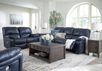 Signature Design by Ashley Leather Power Rocker Recliner Chair, Ocean Blue