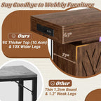 iSunirm 63 Long Thick Entryway Table with Hollow Carved Storage Legs, 400+ lbs Load Console Table with Reversible Outlets & RGB Light, Space-Saving Wood Sofa Table for Hallway Foyer, Cracked Oak
