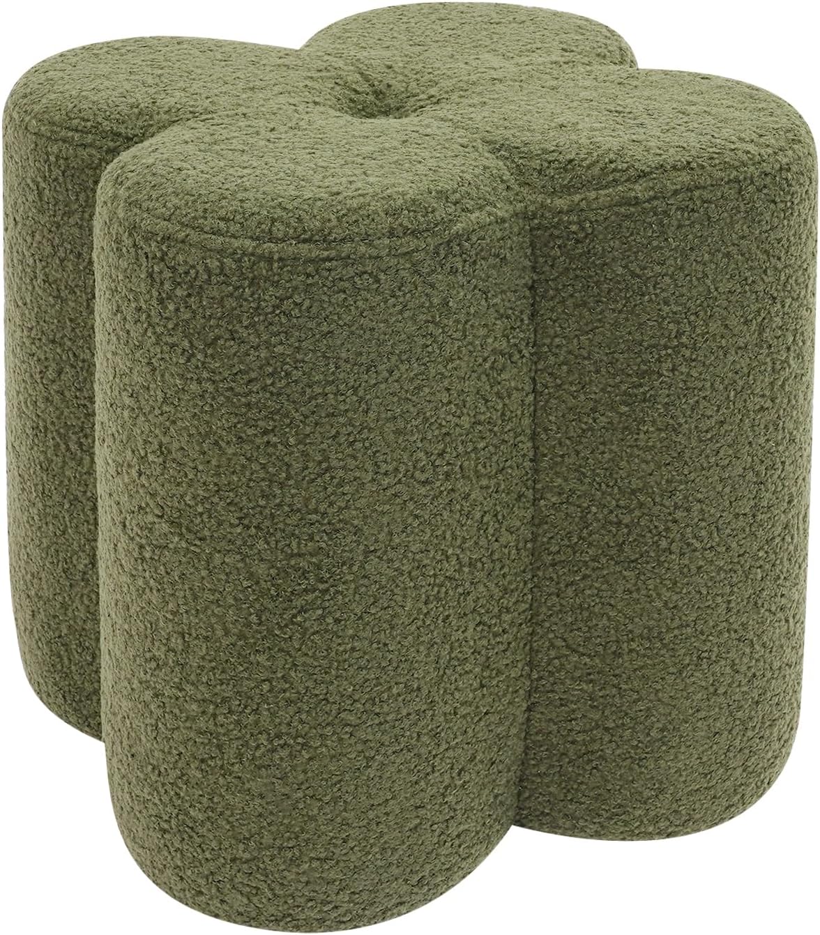 Pouf Ottoman, Flower Footrest Vanity Stool, 14.96"x15.74" Footstool Ottomans, Decorative Floor Poufs Foot Rest for Couch Bedroom Living Room Makeup Room Entryway (Green)