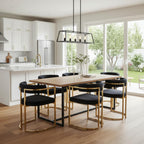 Hyfirm Barrel Dining Chairs Set of 6, Modern Upholstered Belvet Dining Room Chairs with Armrests Gold Metal Legs, Accent Kitchen Chair for Restaurant Living Room, Black