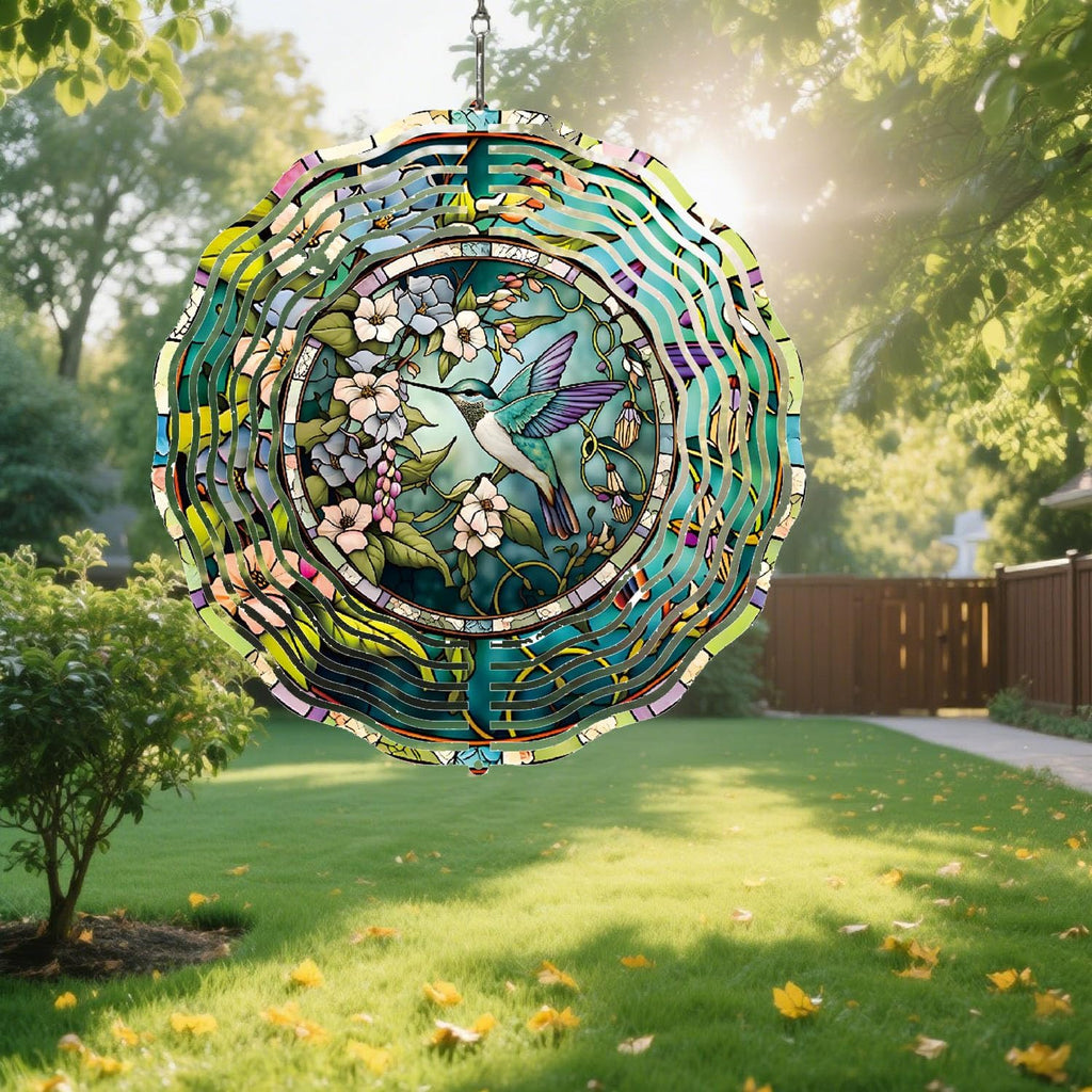 Hummingbird Metal Wind Spinners Outdoor, 3D Hanging Garden Decor for Women Mom Grandma, 25cm/ 9.84in 3D Wind Spinners for Garden Decor for Patio,Yard,Outdoor
