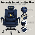 Symino Gaming Chair with Footrest, Up/Down Armrests, Suede Fabric Ergonomic Office Chair, 150° Recline Computer Chair for Desk, Darkblue