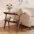 Solid Wood End Table, 2-Tier Side Table with Storage Shelf, Wooden Modern Accent Slim Bedside Table for Sofa, Living Room, Bedroom, Small Space, Easy Assembly, Rustic Brown