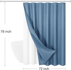3 in 1 Long Moonlight Blue Shower Curtain Set-72 W x 78 H, Modern Waffle and PEVA Liner Set with 12 Stainless Steel Hooks, Waterproof Fabric for Bathroom