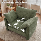 Elegant Oversized Accent Reading Armchairs Set of 2, 42.1", Chenille, Green | Modern Upholstered Piping Single Chair with Cushion Backrest and 2 Pillows for Bedroom, Office, Reception Area