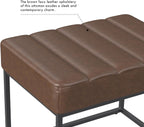 HomePop 22" Theodore Channel Tufted Ottoman - Brown Faux Leather