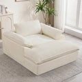 HUBSON 69" Oversized Chaise Lounge Chair Indoor, Comfy Deep Seat Sleeper Lounge Couch, Upholstered Chenille Cloud Chairs for Living Room, Bedroom, Apartment, No Assembly Required, Beige