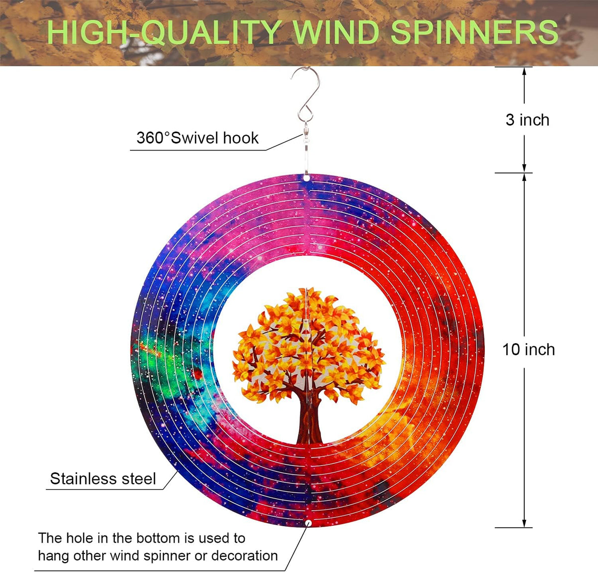 Spring Song Tree of Life 3D Kinetic Wind Spinner for Yard and Garden Stainless Steel Spinner Indoor and Outdoor Hanging Decor Crafts Ornaments Kinetic Art Spinner Hanging Wind Spinners Decor Gifts