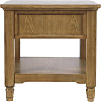Brentwood Modern Transitional 24" Square End Table with Drawer and Storage Shelf,Light Brown