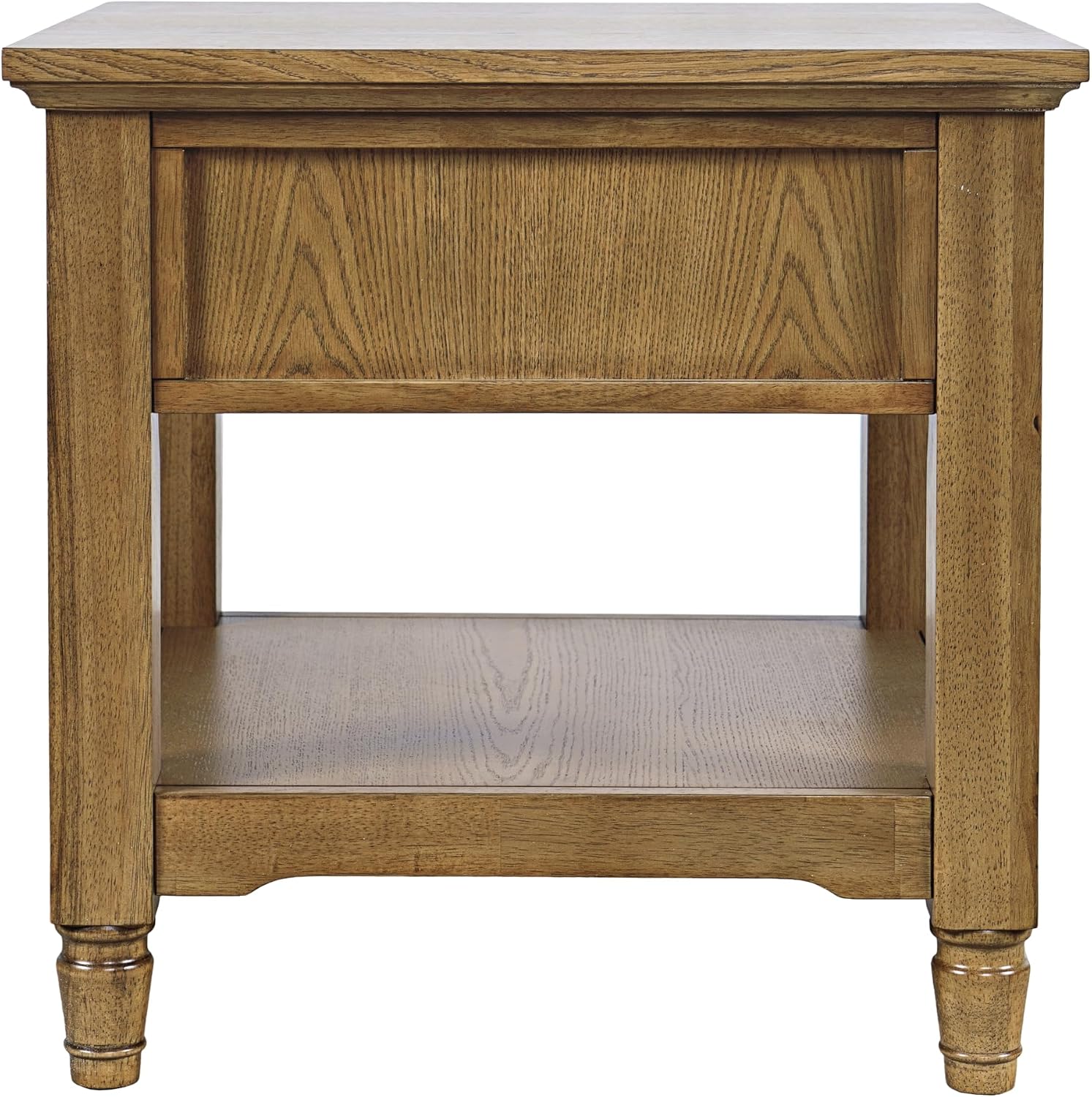 Brentwood Modern Transitional 24" Square End Table with Drawer and Storage Shelf,Light Brown