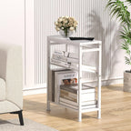 End Table for Small Space, 3-Tier Narrow Side Table with Magazine Holder,Small Nightstand, Skinny Snack Couch Table in Living Room, Bedroom Study and Balcony (White)