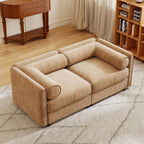 Oversized Modular Sectional Sofa with Storage Seat, 75.5" Chenille Lovseat Sofa with Cylindrical Backrest & Armrest, Modern Comfy 2-Seat Sofa Upholstered Deep Seat Couch for Living Room, Camel