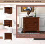 3-Drawer Storage Wood Cabinet, End Table Set of Two with Pull Out Tray,Nightstand with 4 Round Wood Legs,for Bedroom LivingRoom Office Study (Brown@3)