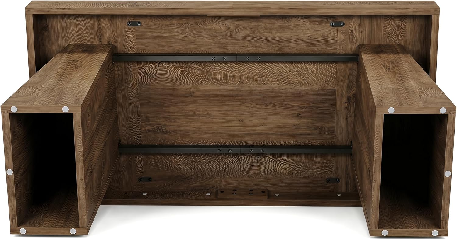 Tribesigns 55" Executive Desk, Wooden Office Desk with Double Pedestal, Modern Computer Writing Table for Home Office, Light Brown
