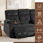 Power Reclining Sofa with Heat and Massage| RV Wall Hugger Recliner Sofa with Electric Tilt | RV 3 Seater Recliner Sofa for Living Room (Sofa Grey)