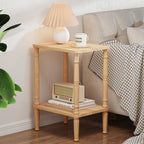 LUCKNOCK Solid Wood Side Table, Small Vintage End Table, Narrow Couch Side Table with Storage, Skinny Nightstand Bedside Table for Small Spaces, Bedroom, Living Room, Farmhouse, No-Tool Assembly.