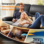 FURNIMAT Recliner Sofa, Modern Dual Reclining Sofa with Flip Back Console, 4 Seater PU Leather Recliner Couch for Living Room/RV, with Storage Drawer, USB Ports, Cup Holder, Cell Phone Holder, Black
