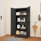 Metal Storage Cabinet with Doors and Shelves, 61.02" Tall Kitchen Pantry Storage Cabinet for Food, Large Freestanding Pantry Closet for Kitchen, Dining Room, Living Room (Black)