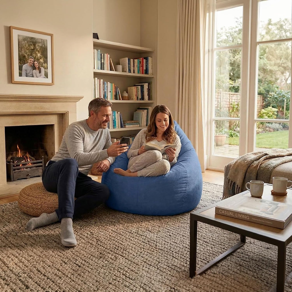 Gouchee Home Easy Collection Bean Bag Chair for Kids and Adults - Ink - Beanbag Couch for Indoor Living Spaces - Cozy Chair, Stylish, and Comfy Lazy Sofa Chair for Reading, Gaming, and More