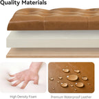 WUTUTUEE 47" Modern Water-Resistant Faux Leather Storage Ottoman Bench with Wooden Legs, Upholstered End of Bed Bench for Bedroom, Living Room or Entryway, Light Brown