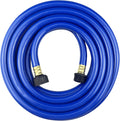PVC Garden Hose 1/2 Inch, Flexible Water Hose with Male and Female Fittings, No Leaking, Heavy Duty, for Household, Outdoors, Lawns, Patio (15 FT, Blue, Plastic Fittings)