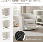 Madison Park Swivel Barrel Accent Chair, Upholstered Curved Back with 7-Inch Thick Woven Cushion, 360° Swivel, Nailhead Trim, Comfy Chair for Living Room, Bedroom, Office, 28" Wide, Neutral, Tyler
