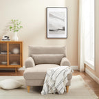 Modern Chaise Lounge Chair with Adjustable Backrest, Upholstered Indoor Leisure Sofa Recliner, Oversized Accent Chair Deep Seat Reading Armchair for Living Room, Bedroom, Office, Light Khaki
