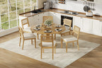 GarveeHome Rattan Dining Chairs Set of 6, French Country Kitchen Chairs with Rattan Back, Modern Mid Century Dining Room Chair with Wooden Legs for Dining Room/Kitchen/Bedroom/Living Room, Natural