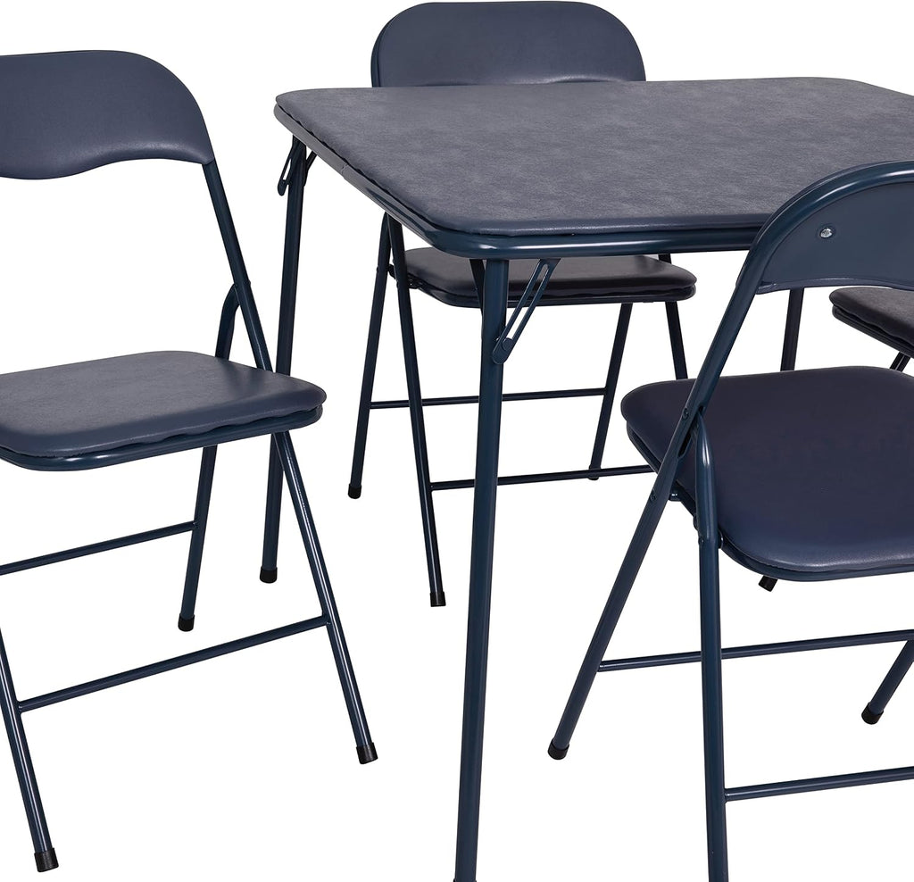 Flash Furniture Madison 5-Piece Folding Card Table and Chair Set, Navy | Portable, Indoor/Outdoor, Event Table and Chairs