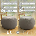 Jaxx Ellis Ottoman Shearling Faux-Lamb Plush Pouf for Modern Interior Design, Oval, Cloud