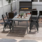 Giantex Metal Dining Chairs Set of 4, Farmhouse Kitchen Chairs with Removable Backrest, Space-Saving Stackable Bistro Cafe Side Chairs for Dining Room, Living Room, Restaurant (Black)