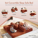 79" Convertible Futon Sofa Bed, Couch for Living Room | Orange | Modular Sleeper Sofa, Corduroy Pull Out Floor Couch Loveseat with Fixed-Shape Frame, No Assembly