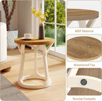Kinfant Accent Side Table - Vintage Wood End Table Sofa Table with Bottom Shelf for Living Room, Bedroom, Office (1-Pack-White and Brown)