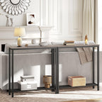 YATINEY Narrow Console Table, 2-Tier Small Sofa Table, 29.5" Thin Entryway Behind Couch Table with Shelves, Industrial Hallway Table, for Living Room, Foyer, Greige and Black CT03BG