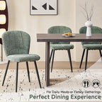 Green Chenille Dining Chairs Set of 4 Accent Chair for Kitchen | Modern Upholstered Chenille Fabric Accent Chairs for Dinner Living Room Curved Wingback Adjustable Feet(Only Chairs)