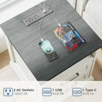 DUMOS Farmhouse Nightstand with Charging Station & USB Ports