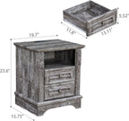 BLANKSPACE Nightstand,Farmhouse End Side Table, Night Stand,Bedside Cabinet for Bedroom, Living Room,Grey