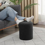 Joveco Round Ottoman Footrest, Upholstered Vanity Stool for Makeup Living Room Bedroom