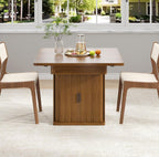 39-94 inch Extendable Dining Table for 4-10, Rectangle Expandable Long Kitchen Table with Fluted Sliding Doors, Double Tier Storage, Modern Square Dinner Table, Living Room, Farmhouse, Walnut