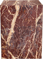 HomeRoots 20" Red Marble Square Block End Table